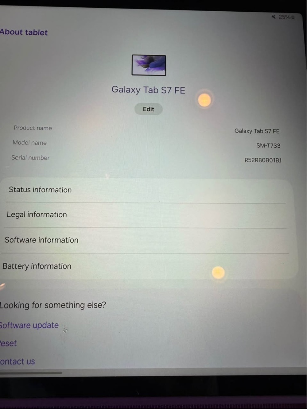 Samsung Galaxy Tab S7 FE Tablet - White Front Display